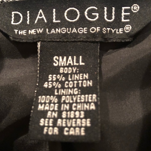 NWT Dialogue Black/White 4 pocket jacket Sz Small - Picture 8 of 8